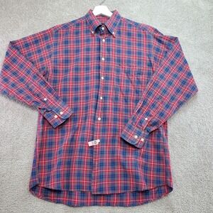 Bullock & Jones Shirt Men Medium Multi Blue Red Plaid Button‎ Down Cowboy Preppy